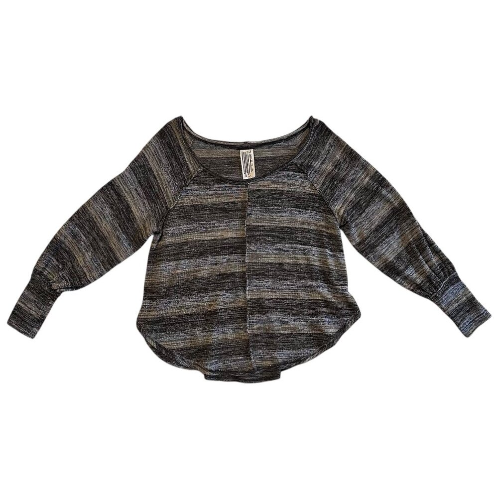 Free People Oversized Green Gray Balloon Long Sleeve Sweater